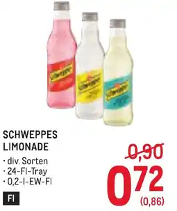 Metro Schweppes limonade Angebot