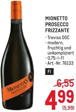Metro Mionetto prosecco frizzante Angebot