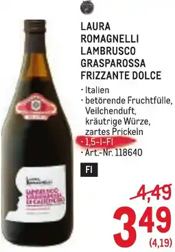 Metro Laura romagnelli lambrusco grasparossa frizzante dolce Angebot