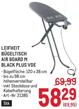 Metro Leifheit bügeltisch air board m black plus Angebot