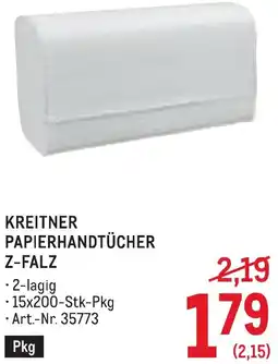Metro Kreitner papierhandtücher z-falz Angebot