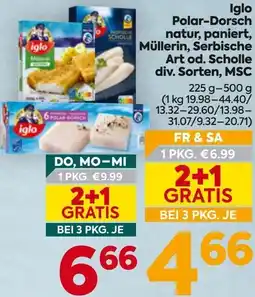Billa Iglo Polar-Dorsch natur, paniert, Müllerin, Serbische Art od. Scholle Angebot