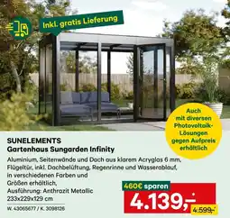 Lagerhaus Sunelements Gartenhaus Sungarden Infinity Angebot