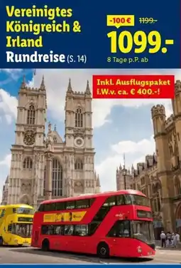 Lidl Reisen Vereinigtes Königreich & Irland Rundreise Angebot