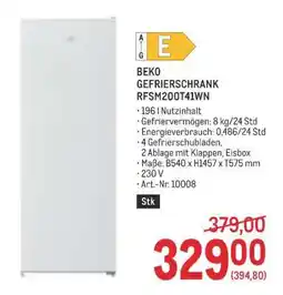 Metro BEKO GEFRIERSCHRANK RFSM200T41WN Angebot