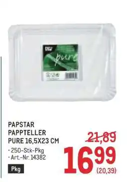 Metro PAPSTAR PAPPTELLER PURE 16,5X23 CM Angebot