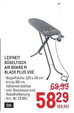 Metro LEIFHEIT BÜGELTISCH AIR BOARD M BLACK PLUS VDE Angebot