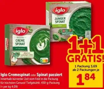 Iglo Cremespinat oder Spinat passiert