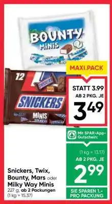 Maximarkt Snickers, Twix, Bounty, Mars oder Milky Way Minis Angebot