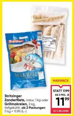 Maximarkt Stritzinger Zanderfilets, natur, 1 kg oder Grillmakrelen Angebot