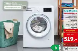 Interspar Siemens Waschmaschine 8 kg Angebot