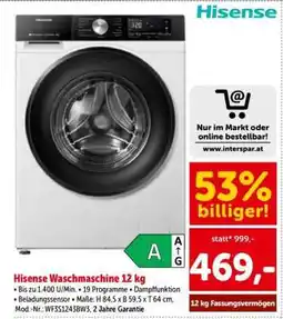 Interspar Hisense Waschmaschine 12 kg Angebot