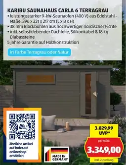 Hofer Karibu saunahaus carla 6 terragrau Angebot