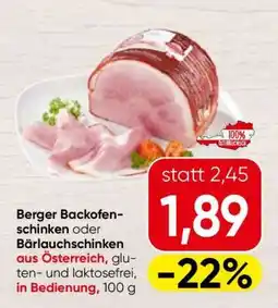 Spar Berger Backofenschinken oder Bärlauchschinken Angebot