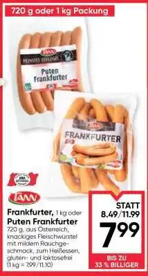 Maximarkt Frankfurter, 1 kg oder Puten Frankfurter Angebot