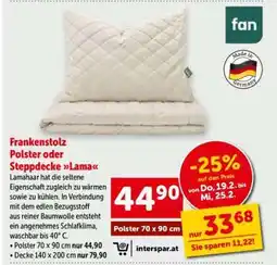 Interspar Frankenstolz Polster oder Steppdecke Lama Angebot