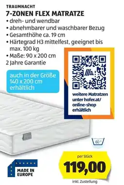 Hofer Traumnacht 7 zonen flex matratze Angebot