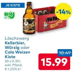 T&G Löschzwerg Kellerbier, Würzig oder Cola Weizen Kiste Angebot