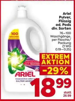 Billa Ariel Pulver, Flüssig od. Pods div. Sorten Angebot