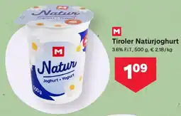 MPreis Tiroler Naturjoghurt Angebot
