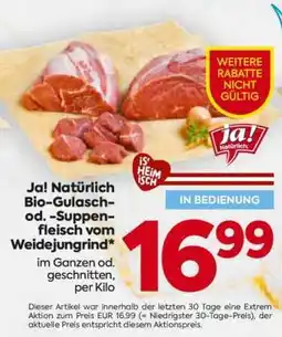 Billa Ja! Natürlich Bio-Gulasch- od. -Suppenfleisch vom Weidejungrind Angebot