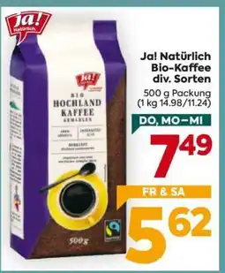 Billa Ja! Natürlich Bio-Kaffee div. Sorten Angebot