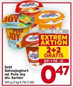 Billa Zott Sahnejoghurt od. Pure Joy div. Sorten Angebot