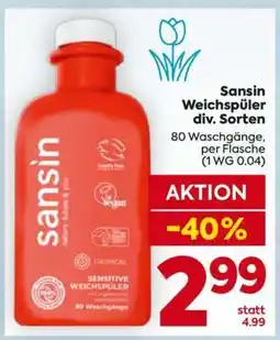 Billa Sansin Weichspüler div. Sorten Angebot