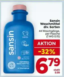Billa Sansin Waschmittel div. Sorten Angebot