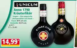 Norma UNICUM Anno 1790 Kräuterlikör Angebot