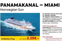Billa Reisen Panamakanal miami Angebot