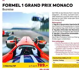 Billa Reisen Formel 1 grand prix monaco Angebot