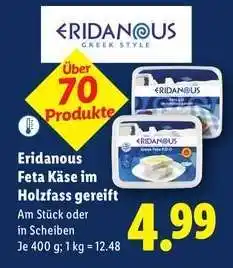 Lidl Eridanous Feta Käse im Holzfass gereift Angebot