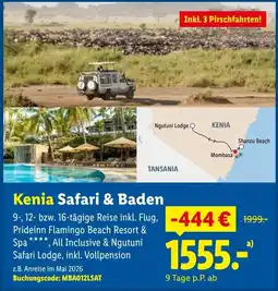Lidl Reisen Kenia Safari & Baden Angebot