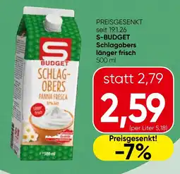 Spar S budget schlagobers länger frisch Angebot