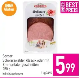 Sutterlüty Sorger Schwarzwälder Klassik oder mit Emmentaler geschnitten Angebot