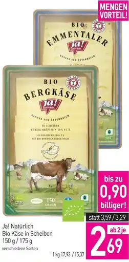 Sutterlüty Ja! Natürlich Bio Käse in Scheiben Angebot