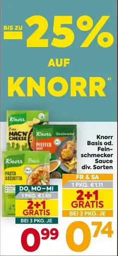 Billa Knorr Basis od Fein schmecker Sauce Angebot