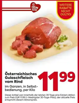 Billa Österreichisches Gulaschfleisch vom Rind Angebot