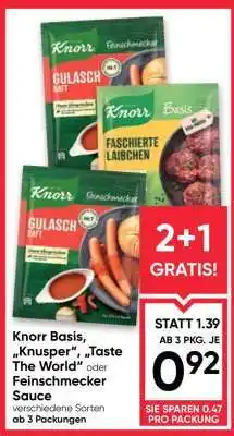 Maximarkt Knorr Basis, „Knusper“, „Taste the World“ oder Feinschmecker Sauce Angebot
