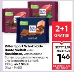 Maximarkt Ritter Sport Schokolade Bunte Vielfalt oder Nussklasse Angebot