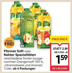 Maximarkt Pfanner Saft oder Nektar Spezialitäten Angebot