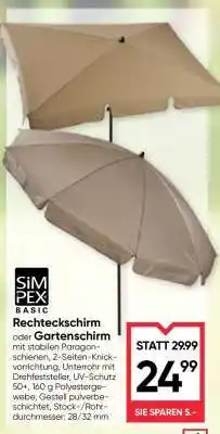 Maximarkt Rechteckschirm oder Gartenschirm Angebot