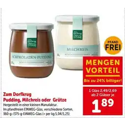 Interspar Zum Dorfkrug Pudding, Milchreis oder Grütze Angebot