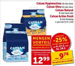Interspar Catsan Hygienestreu, Catsan Ultra, Catsan Natural, Catsan Active Fresh Angebot