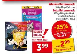 Interspar Whiskas Katzensnack oder Felix Katzensnack Angebot