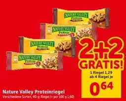 Interspar Nature Valley Nature Valley Proteinriegel Verschiedene Sorten, 40-g-Riegel (= per 100 g 1,60) Angebot