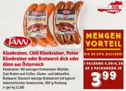 Interspar Käsekrainer Chili Käsekrainer Puten Käsekrainer oder Bratwurst dick oder dünn aus Österreich Angebot