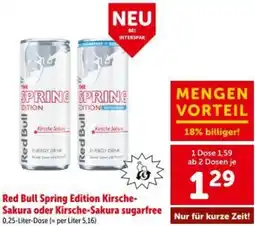 Interspar Red bull spring edition kirsche sakura oder kirsche sakura sugarfree Angebot