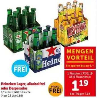 Heineken Lager alkoholfrei oder Desperados